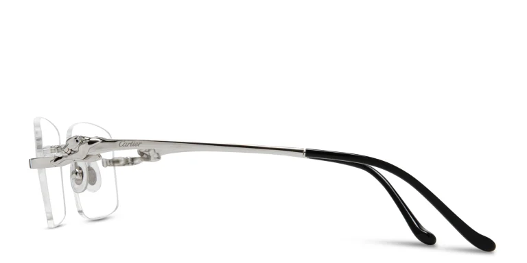 Shop Cartier Panthère de Cartier Rectangle Eyeglasses in Silver online.
