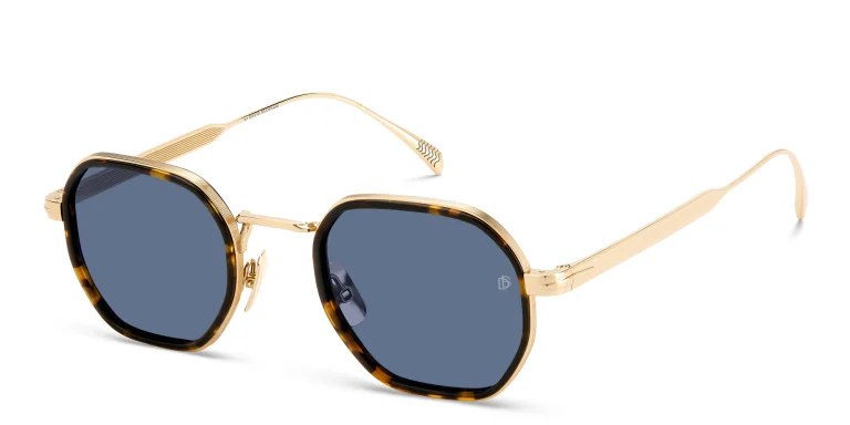 Shop DAVID BECKHAM Irregular Sunglasses in Gold online.