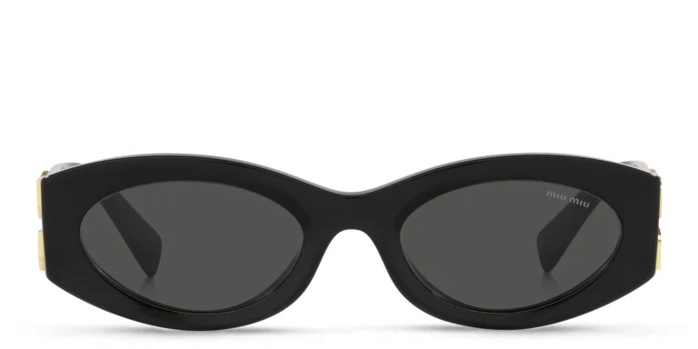 Shop MIU MIU Oval Sunglasses in Black online.