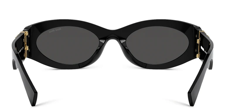Shop MIU MIU Oval Sunglasses in Black online.
