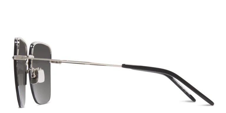 Shop SAINT LAURENT Half-Rim Square Sunglasses in Silver online.