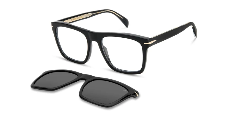 Shop DAVID BECKHAM Square Eyeglasses in Black online.