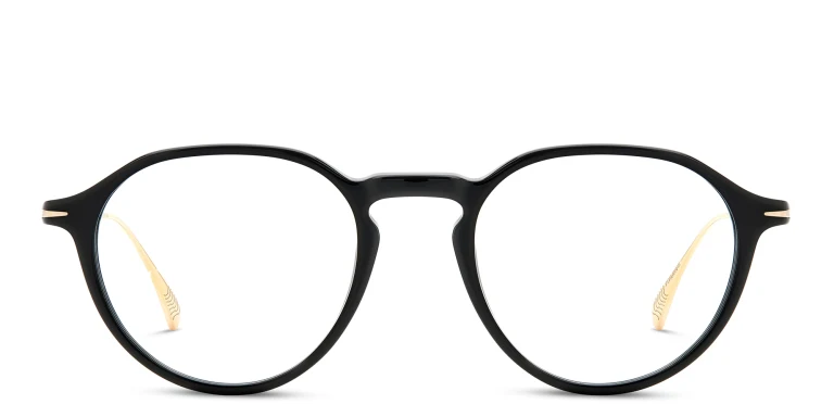 Shop DAVID BECKHAM Panthos Eyeglasses in Gold online.