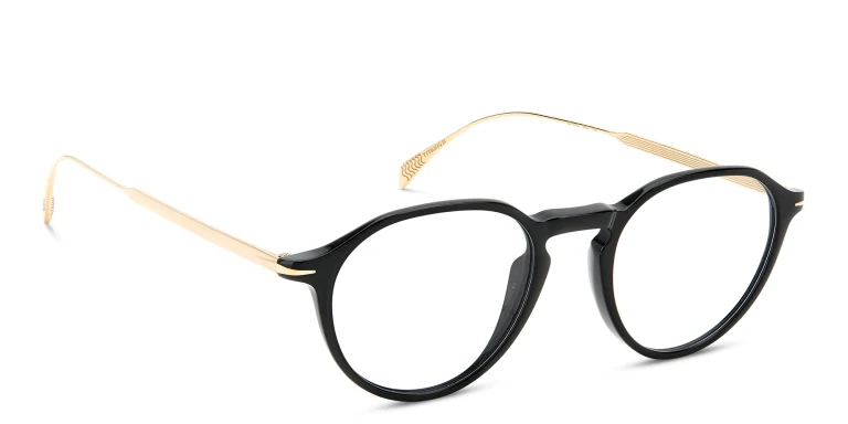 Shop DAVID BECKHAM Panthos Eyeglasses in Gold online.
