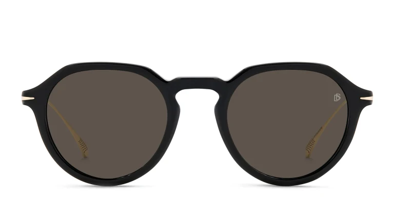 Shop DAVID BECKHAM Round Sunglasses in Gold online.