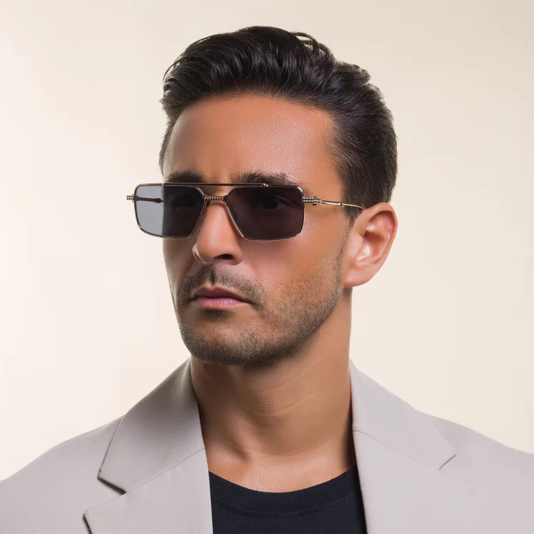 Shop VALENTINO Unisex Aviator Sunglasses in Gold online.