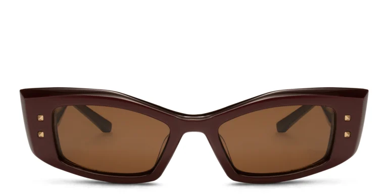 Shop VALENTINO Rectangle Sunglasses in Red online.