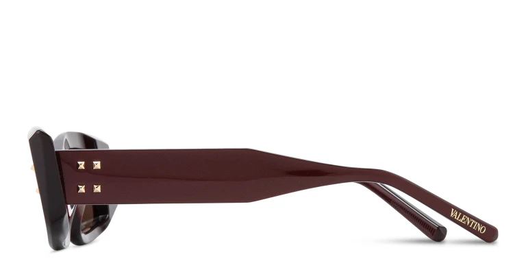 Shop VALENTINO Rectangle Sunglasses in Red online.