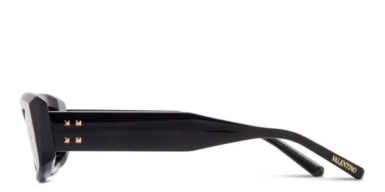 Shop VALENTINO Rectangle Sunglasses in Black online.