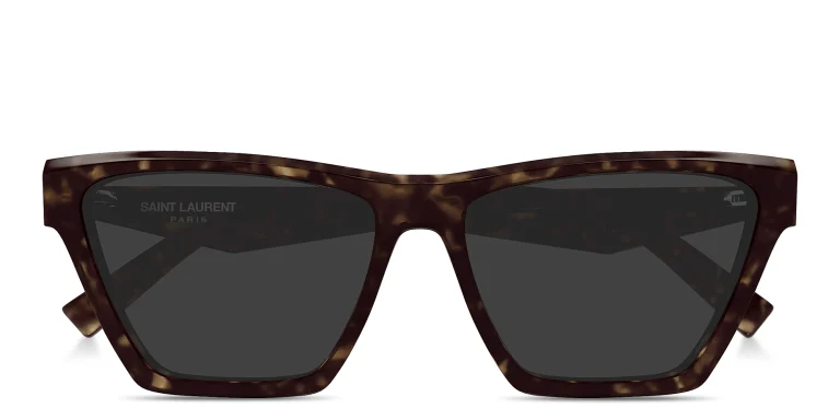 Shop SAINT LAURENT YSL Logo Cat-Eye Sunglasses in Havana online.