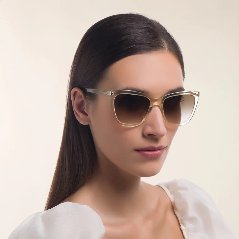 Shop SAINT LAURENT Cat-Eye Sunglasses in Yellow online.