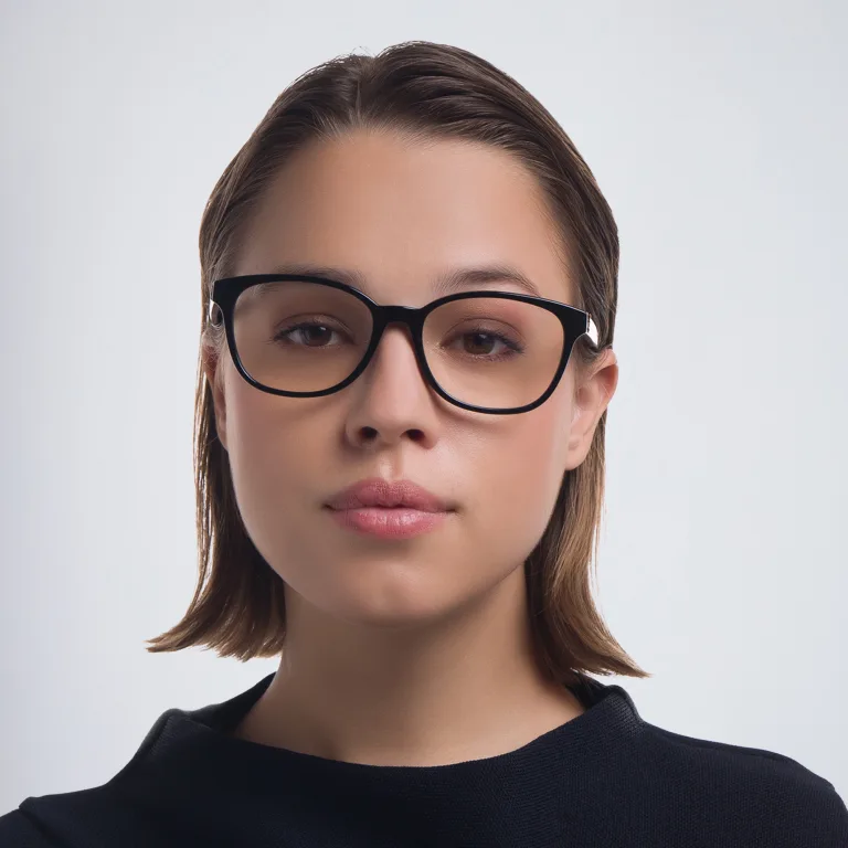 Shop SAINT LAURENT Square Eyeglasses in Black online.