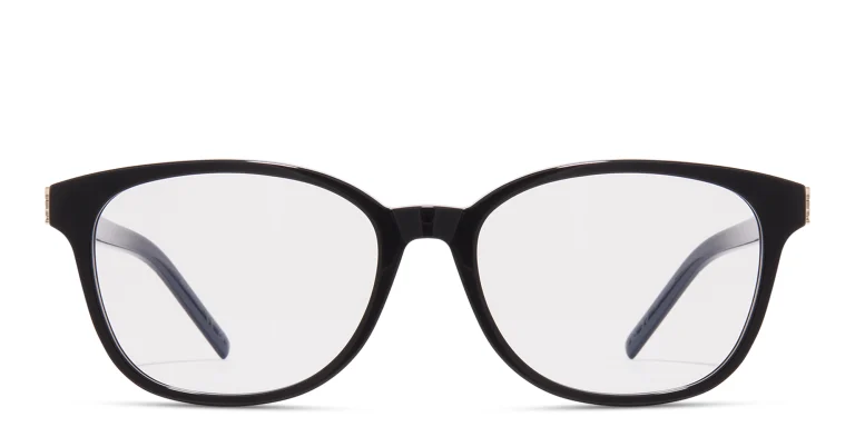 Shop SAINT LAURENT Square Eyeglasses in Black online.