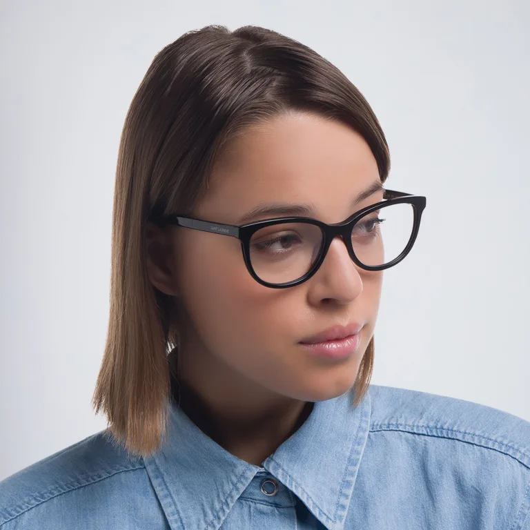 Shop SAINT LAURENT Cat-Eye Eyeglasses in Black online.