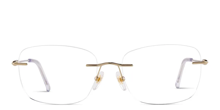 Shop EYE'M Rimless Wide Square Eyeglasses in Gold online.