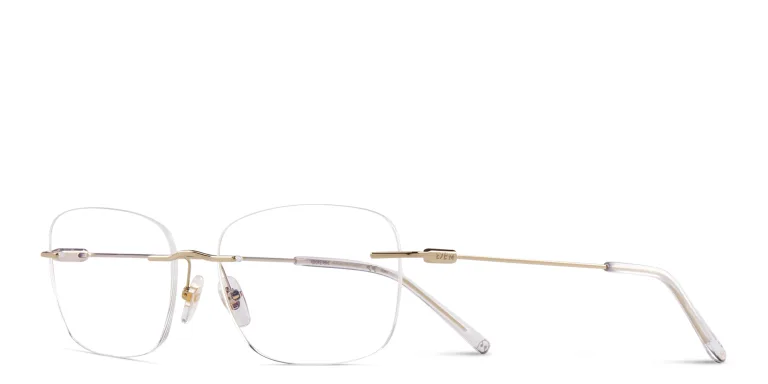 Shop EYE'M Rimless Wide Square Eyeglasses in Gold online.