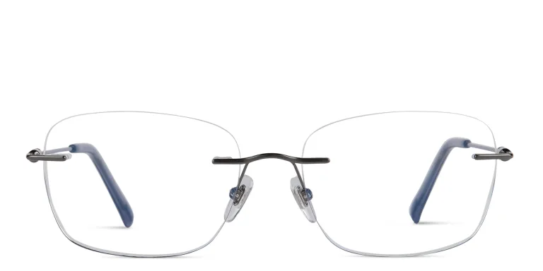 Shop EYE'M Rimless Wide Square Eyeglasses in Gunmetal online.