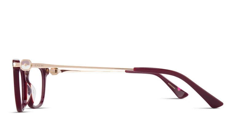 Shop EYE'M Rectangle Eyeglasses in Red online.