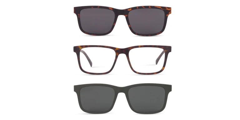 Shop EYE'M Clip-On Rectangle Eyeglasses in Havana online.