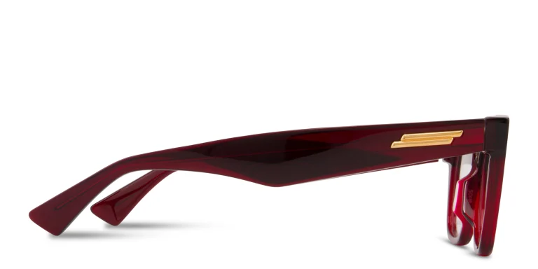 Shop BOTTEGA VENETA Unisex Rectangle Eyeglasses in Red online.