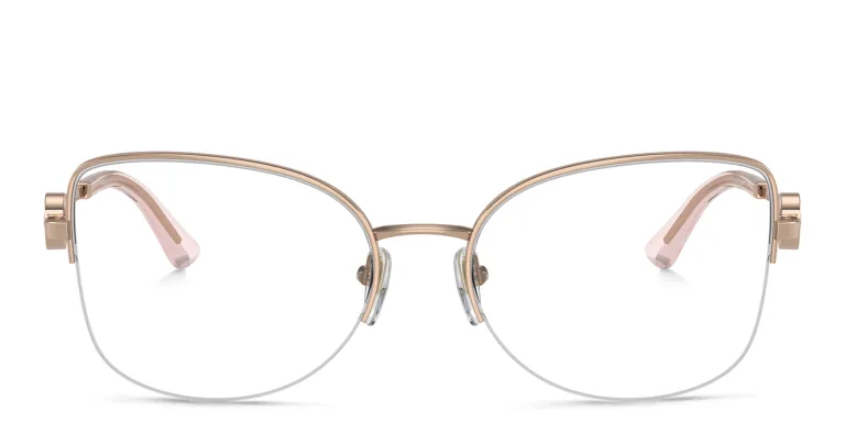 Shop BVLGARI Half-Rim Cat-Eye Eyeglasses in Gold online.