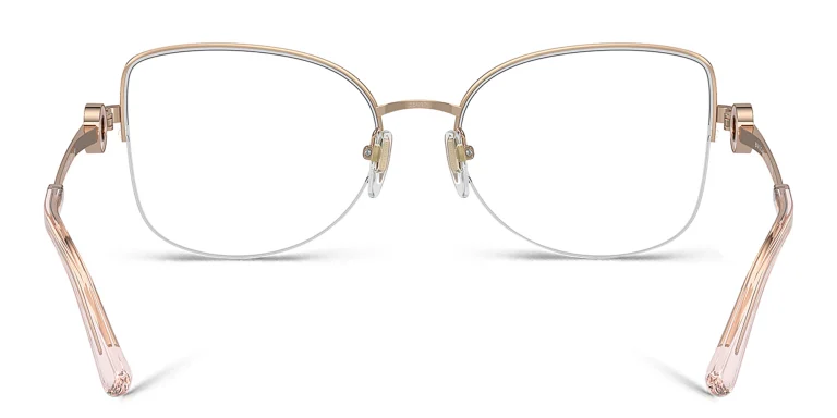 Shop BVLGARI Half-Rim Cat-Eye Eyeglasses in Gold online.