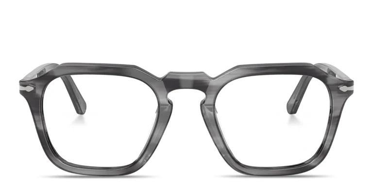 Shop PERSOL Arrow Unisex Square Eyeglasses in Grey online.