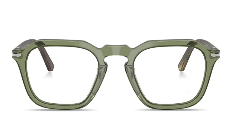 Shop PERSOL Arrow Unisex Square Eyeglasses in Green online.