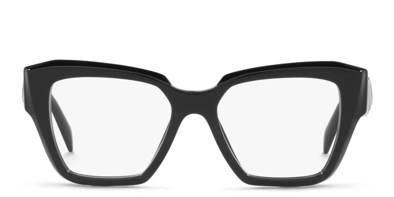 Shop PRADA Square Eyeglasses in Black online.