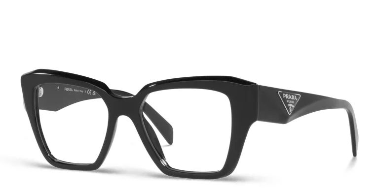 Shop PRADA Square Eyeglasses in Black online.