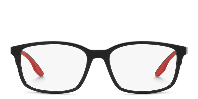 Shop Prada Linea Rossa Wide Pillow Eyeglasses in Black online.