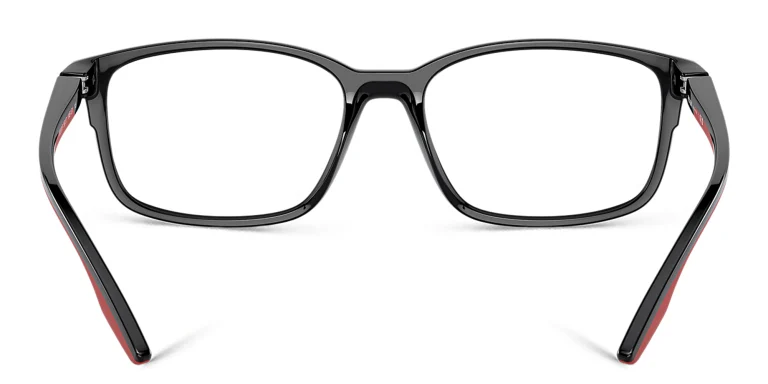 Shop Prada Linea Rossa Wide Pillow Eyeglasses in Black online.