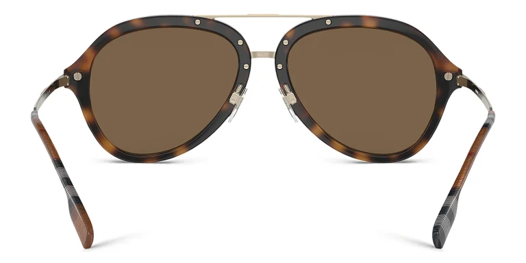 Shop BURBERRY Aviator Sunglasses in Havana online.