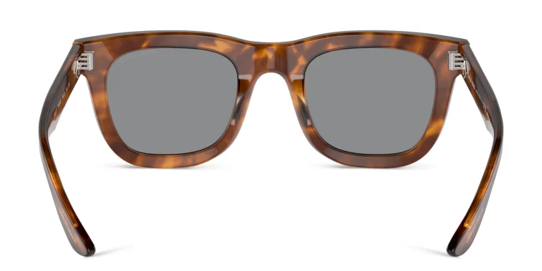 Shop GIORGIO ARMANI Diamond-Shaped Rivets Rectangle Sunglasses in Havana online.