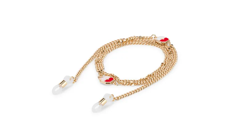 Shop EYE'M Metal Glasses Chain in Red online.