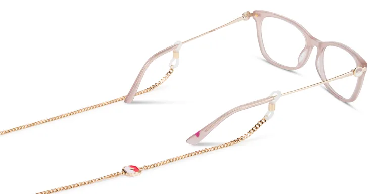 Shop EYE'M Metal Glasses Chain in Red online.