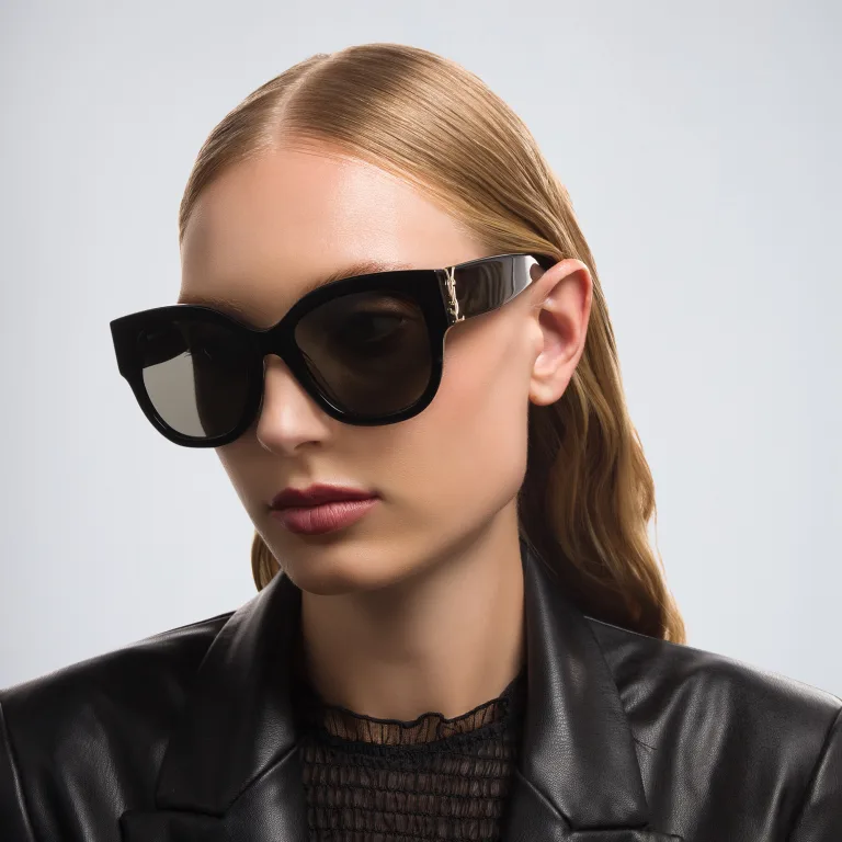 Shop SAINT LAURENT Cat-Eye Sunglasses in Black online.