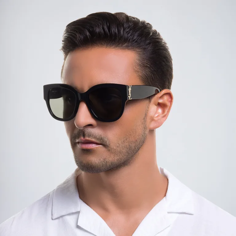 Shop SAINT LAURENT Cat-Eye Sunglasses in Black online.