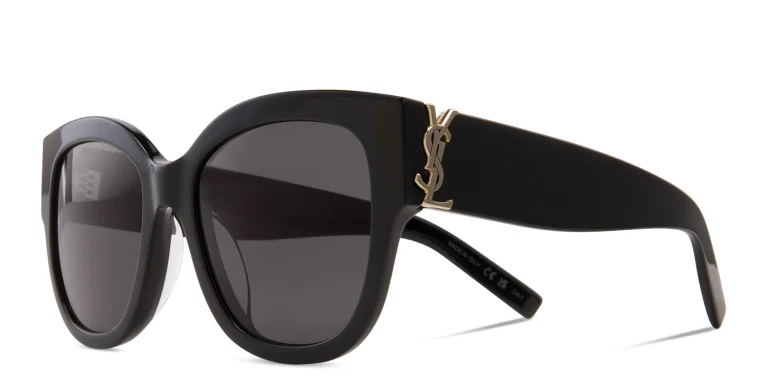 Shop SAINT LAURENT Cat-Eye Sunglasses in Black online.