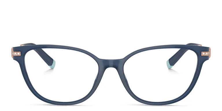 Shop TIFFANY T Motif Cat-Eye Eyeglasses in Blue online.