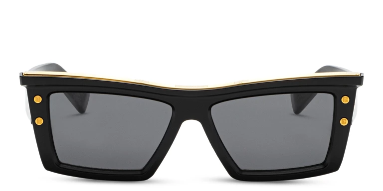Shop BALMAIN Unisex Rectangle Sunglasses in Black online.