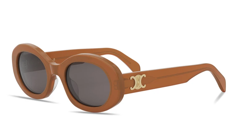 Shop CELINE Triomphe Oval Sunglasses in Brown online.