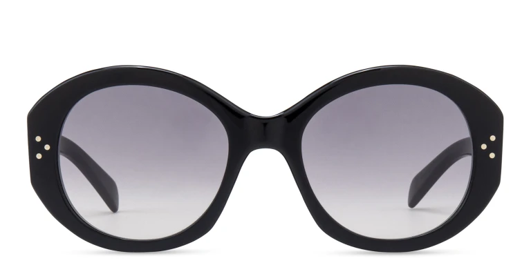 Shop CELINE CELINE 3 Dots Round Sunglasses in Black online.
