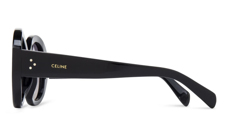 Shop CELINE CELINE 3 Dots Round Sunglasses in Black online.