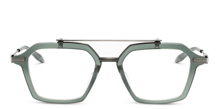 Shop AKONI Unisex Aviator Eyeglasses in Green online.