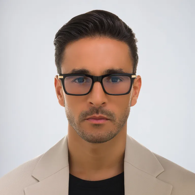 Shop Cartier Première de Cartier Rectangle Eyeglasses in Black online.