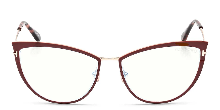 Shop TOM FORD Wide Cat-Eye Eyeglasses in Red online.