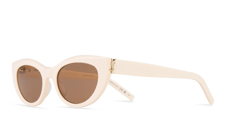 Shop SAINT LAURENT Cat-Eye Sunglasses in Beige online.