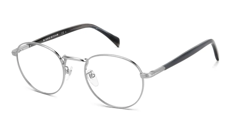 Shop DAVID BECKHAM Panthos Eyeglasses in Silver online.