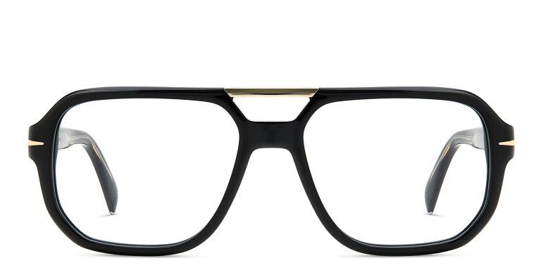 Shop DAVID BECKHAM Rectangle Eyeglasses in Gold online.